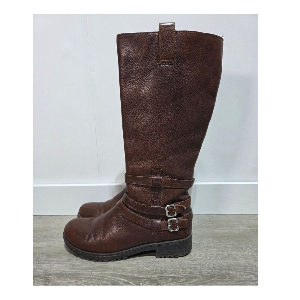 Born Woman's Whiskey Brown Leather Elevated 15" Tall Riding Boots Size 8